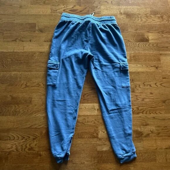 old navy cargo sweatpants blue s jogger soft pockets denim cotton pull on pants - Picture 2 of 5